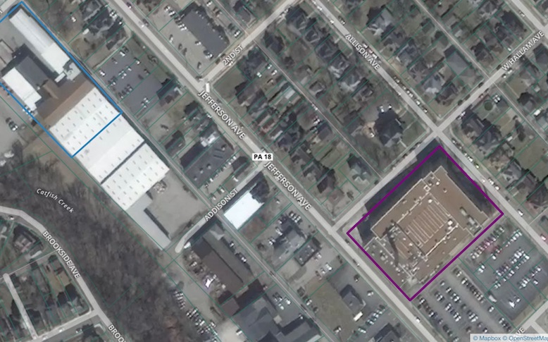 Google maps view of a portion of the 7th Ward in Washington, PA.