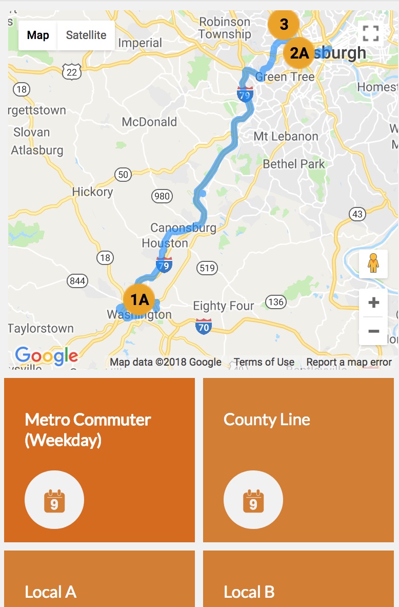 Freedom Transit bus tracking system on mobile.